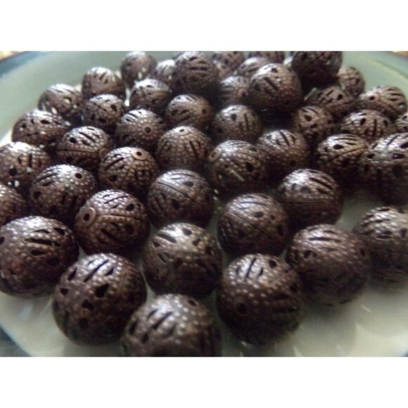 Red Copper Plated Filigree Spacer Beads 14mm - Picture 1 of 2